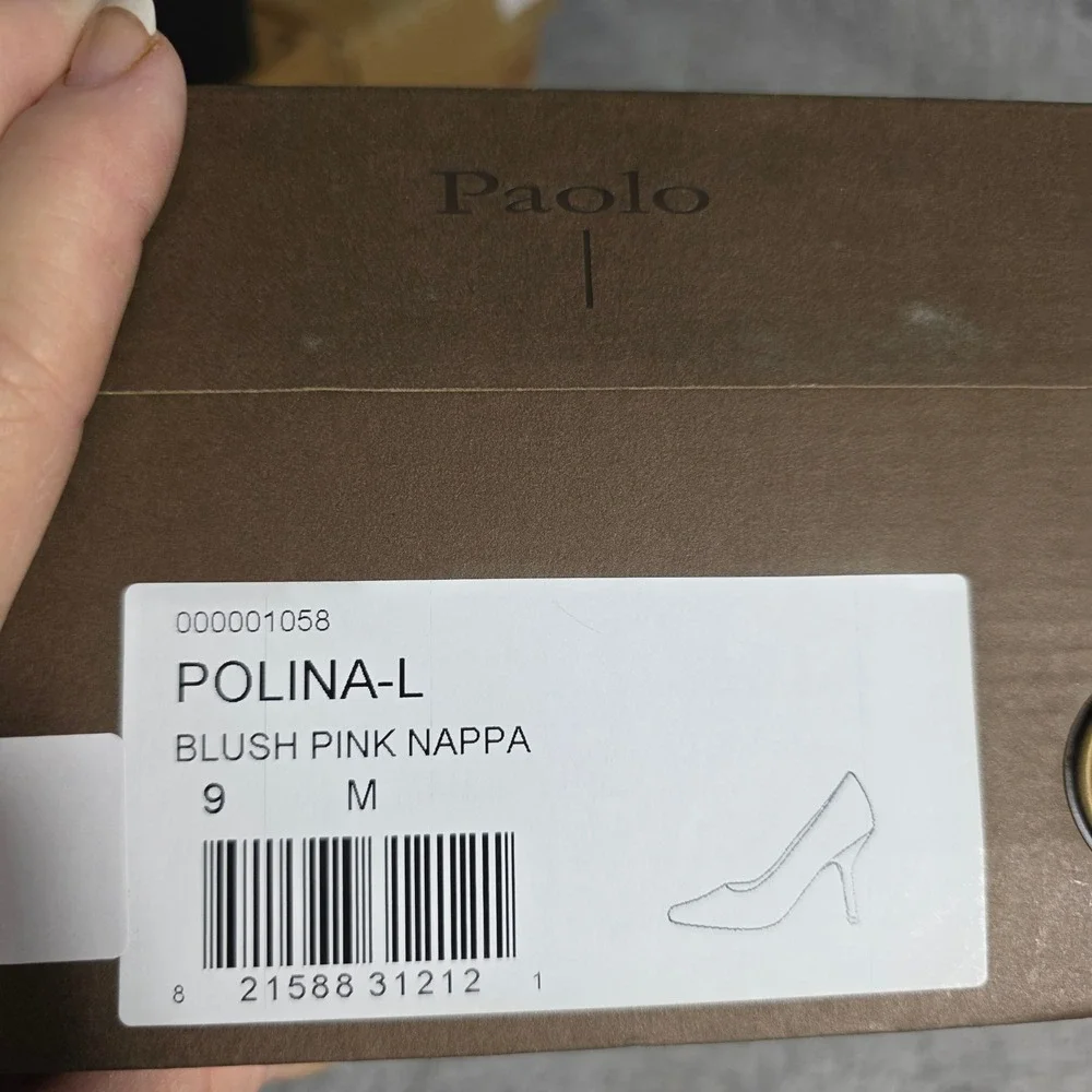 Linea Paolo Polina Blush Pink Nude Nappa Leather Pointed Toe Heels Size 9M NEW‎